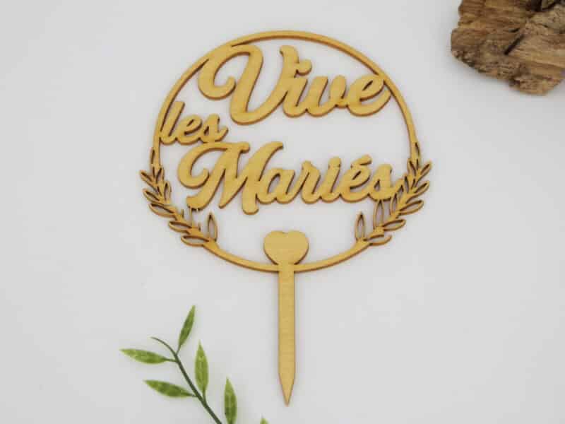 Cake topper en Bois Vernis - Autour De Nous Créations